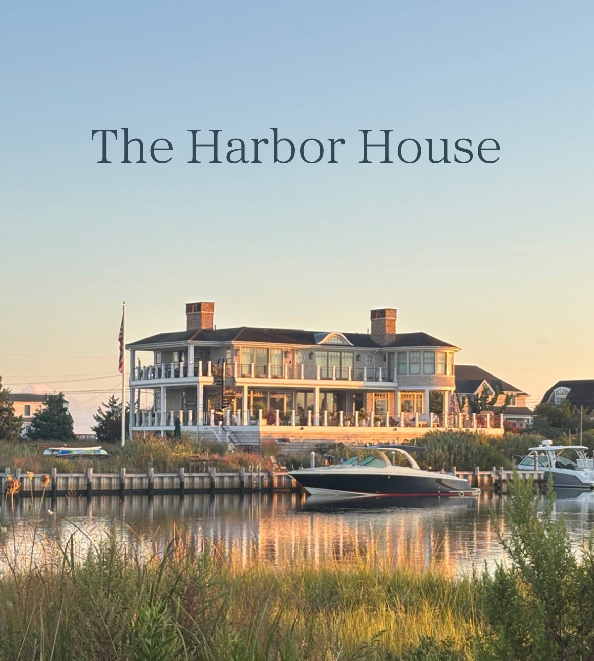 Beautiful Harbor House with an elegant sunset coating it.