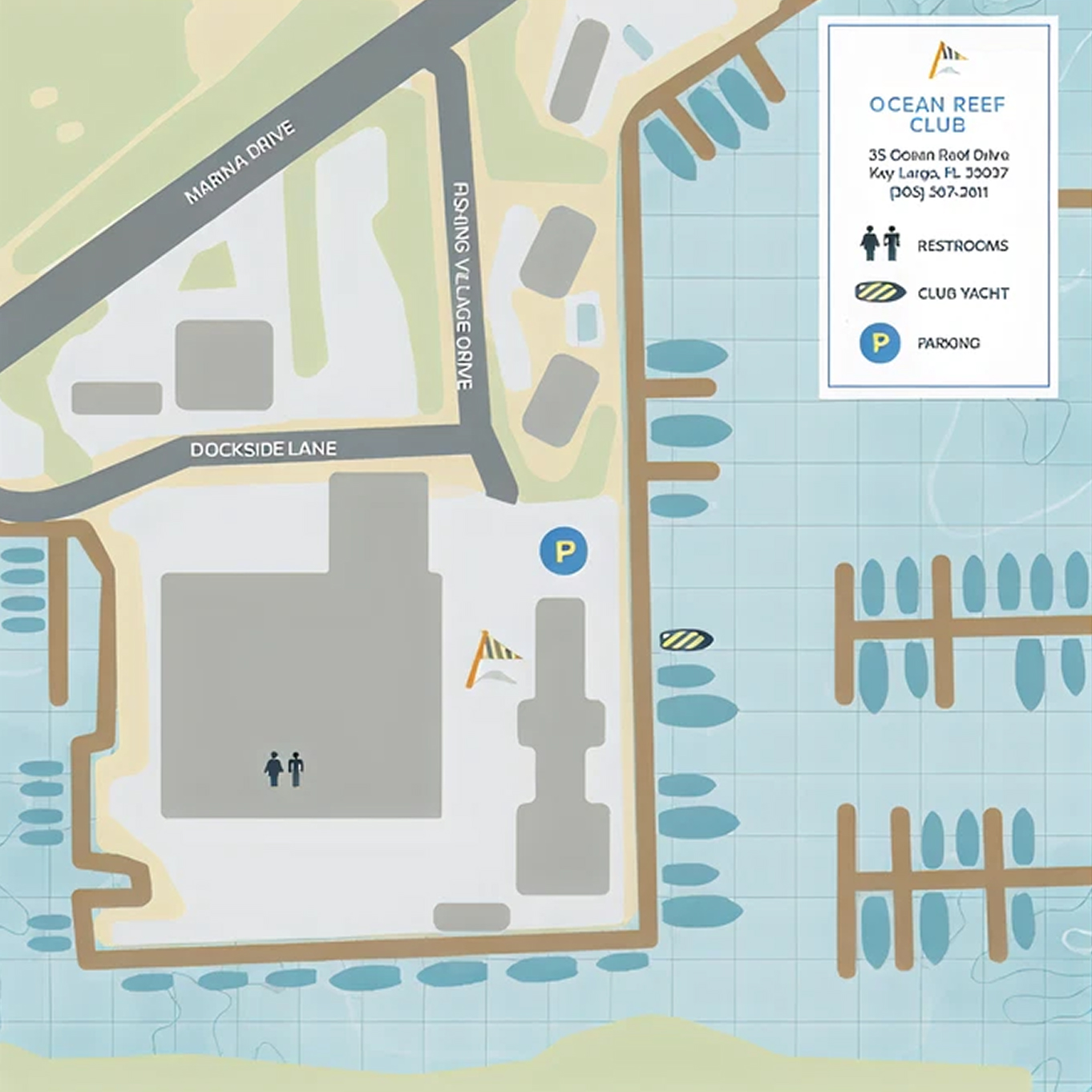 B&G themed Ocean Reef Club marina map.