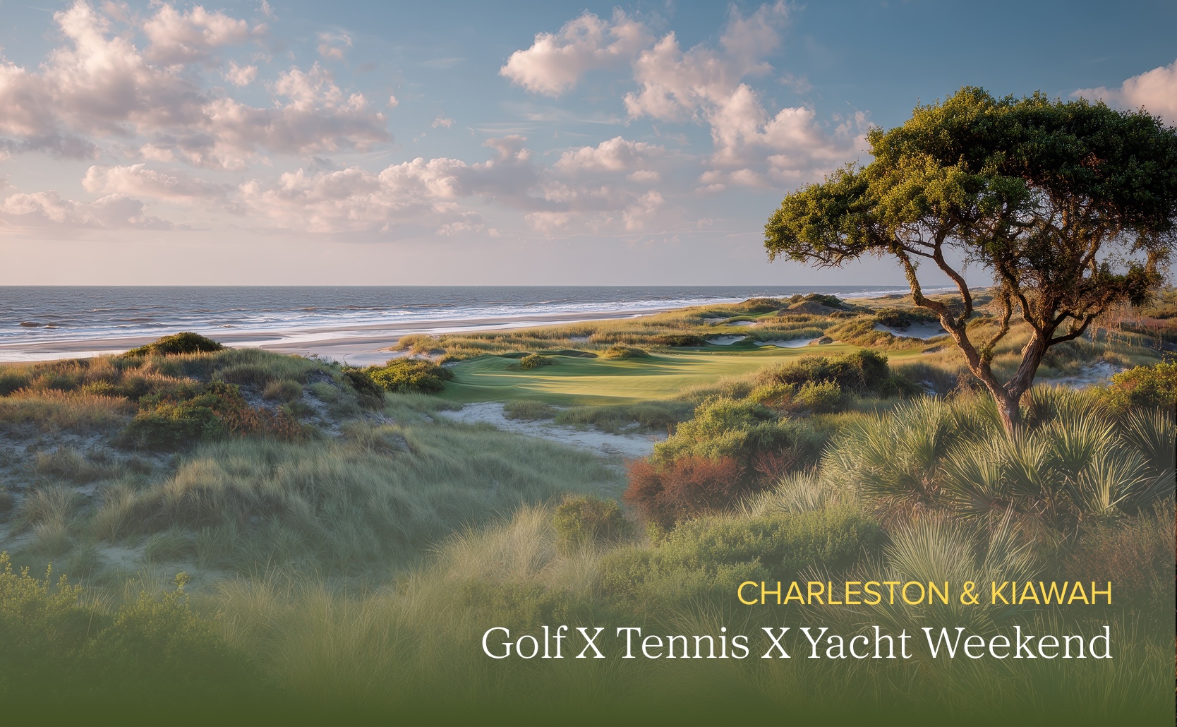 Charleston & Kiawah Island Golf, Tennis, and Yacht Weekend getaway with oceanside golf course views