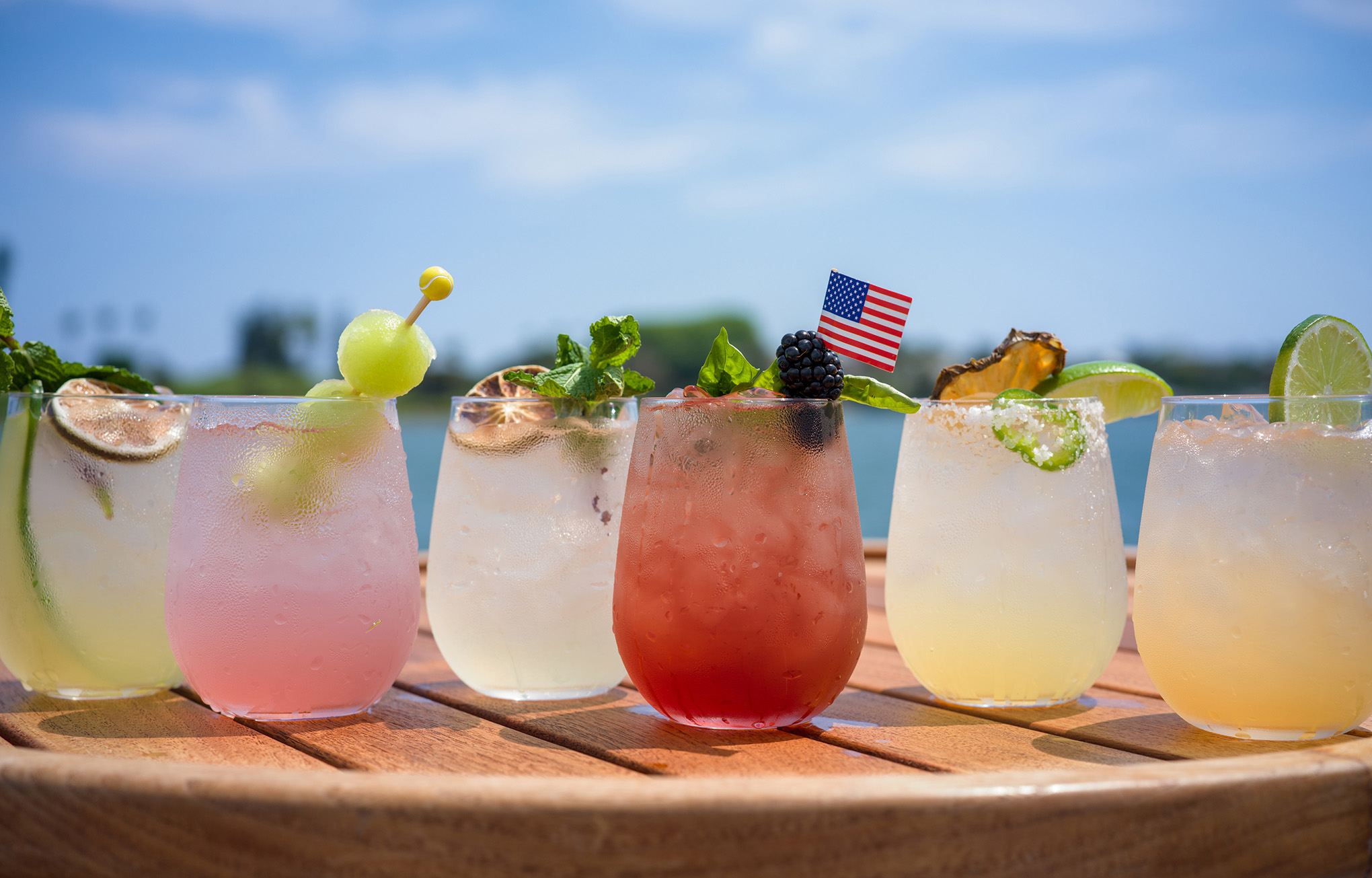 A vareity of Captain's Pour signature cocktails and mocktails.