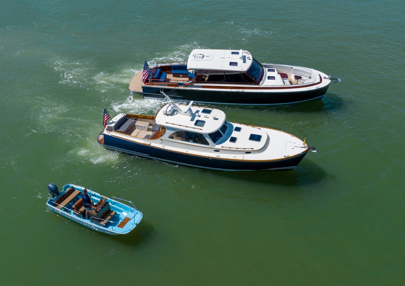 B&G Daychaser, Talaria, and Whaler alongside one another.