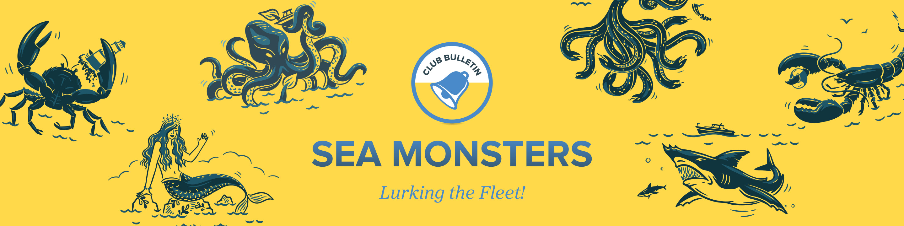 Sea monsters banner. Has Megalodon, the Kraken, a Mermaid, and a couple other monsters.