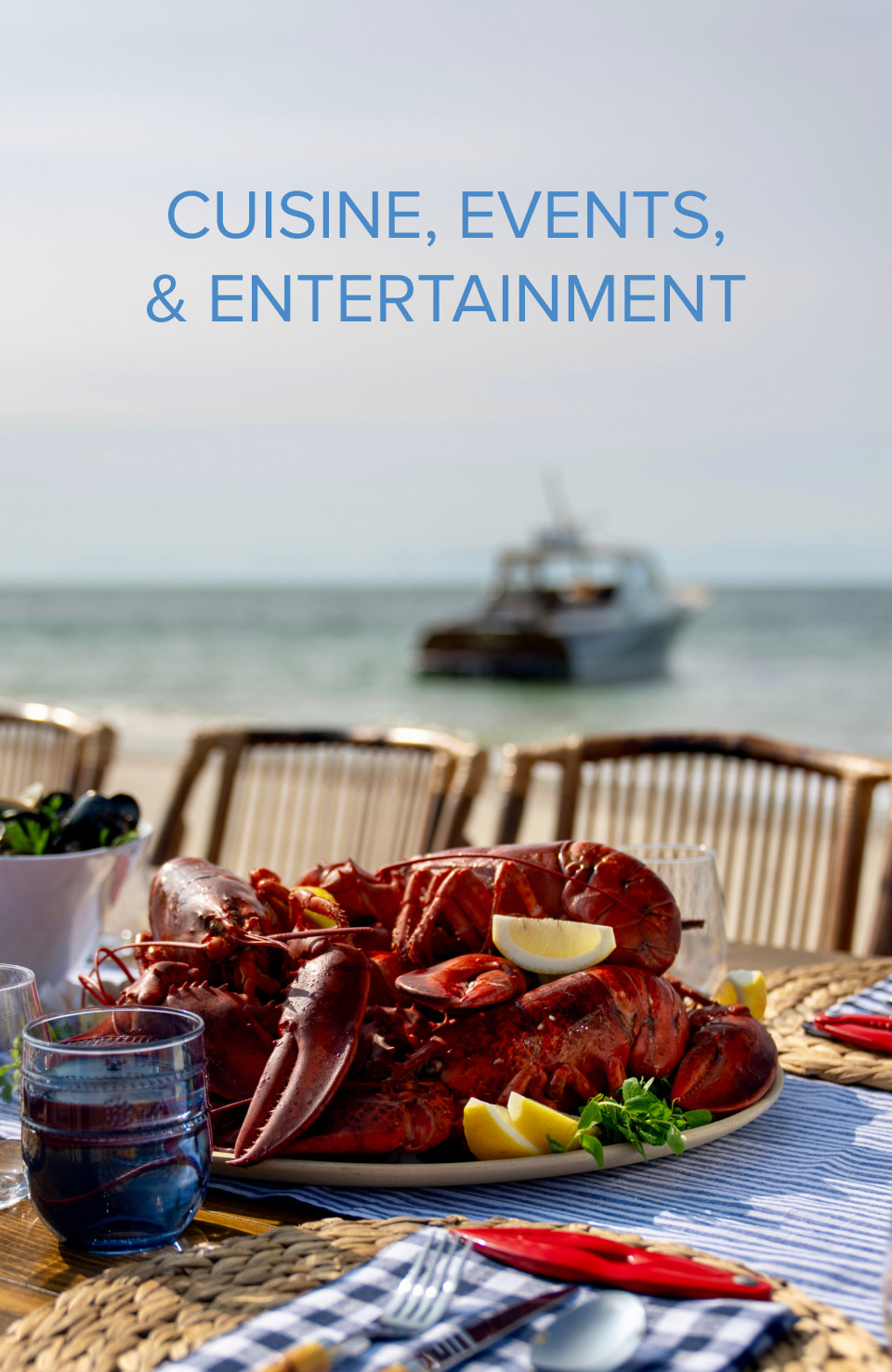 Delicious lobster platter with a B&G Daychaser 48' in the background.