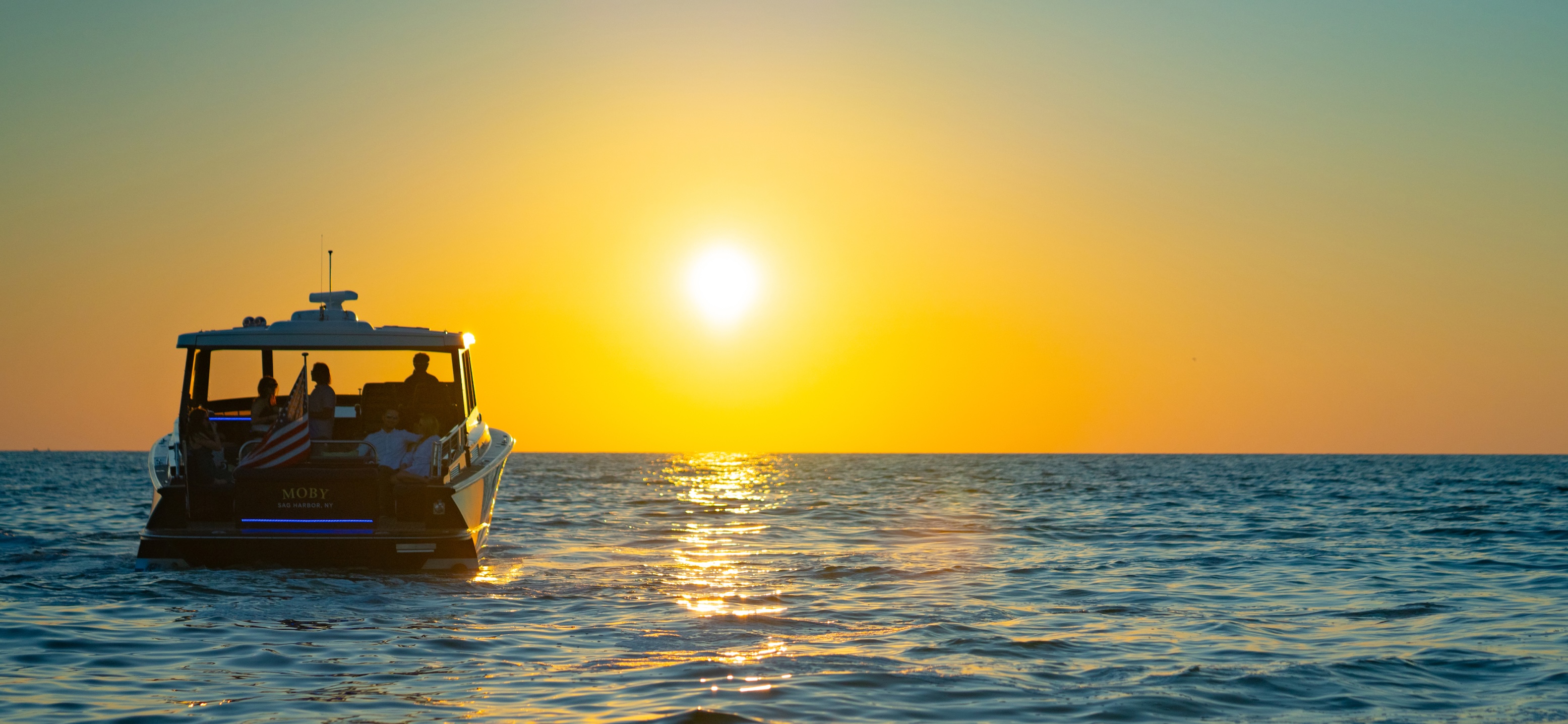 B&G Moby sailing into the sunset