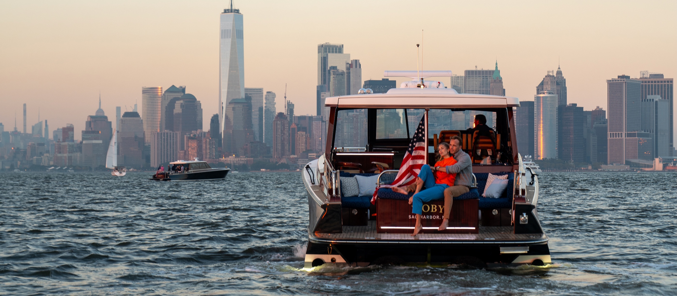 B&G Moby against the NYC skyline