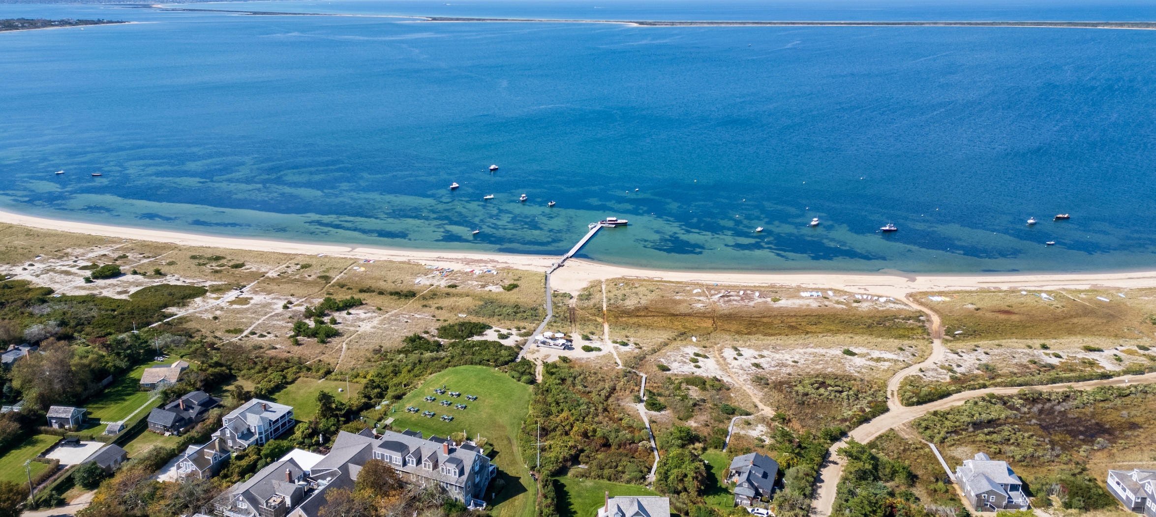 Drone shot overlooking the beautiful Wauwinet