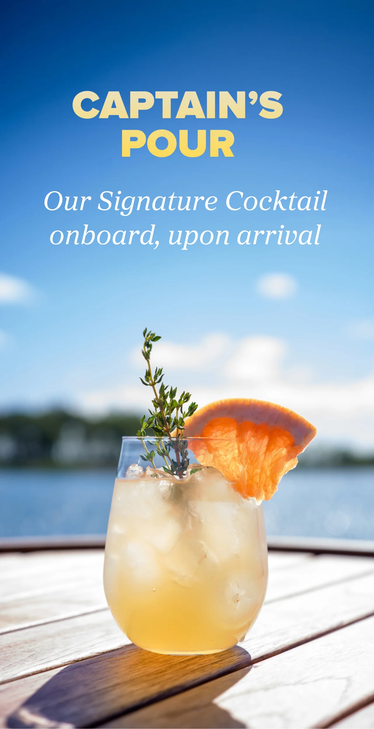 Captain's Pour cocktail service banner