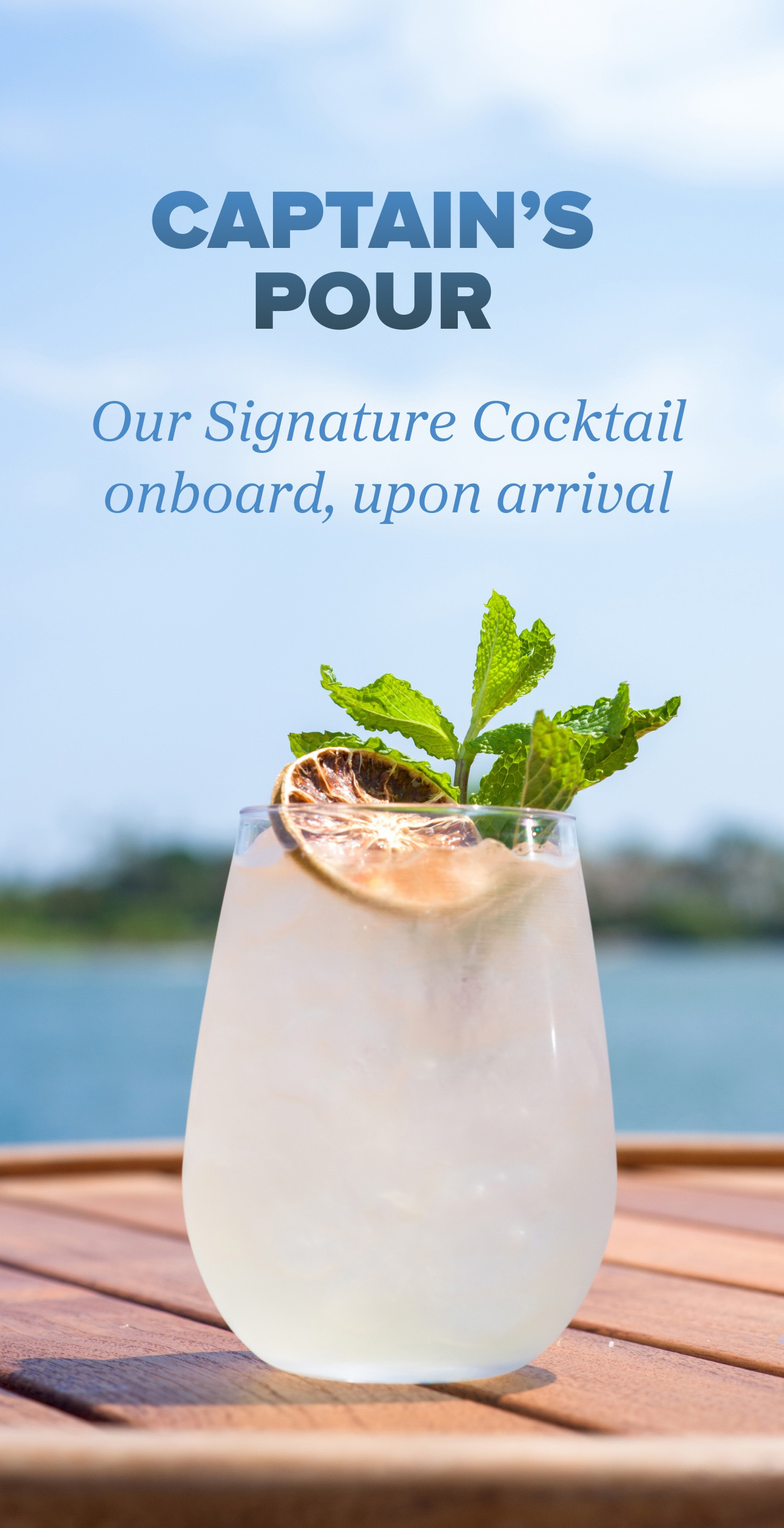 Captain's Pour cocktail service banner