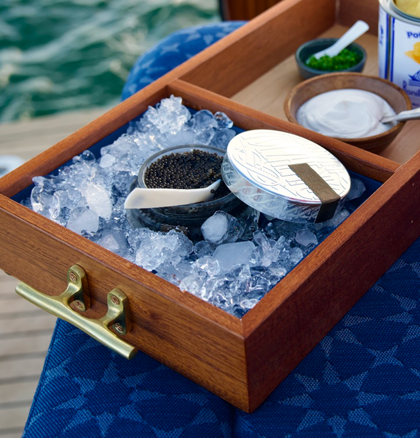 Box with Ice and caviar.