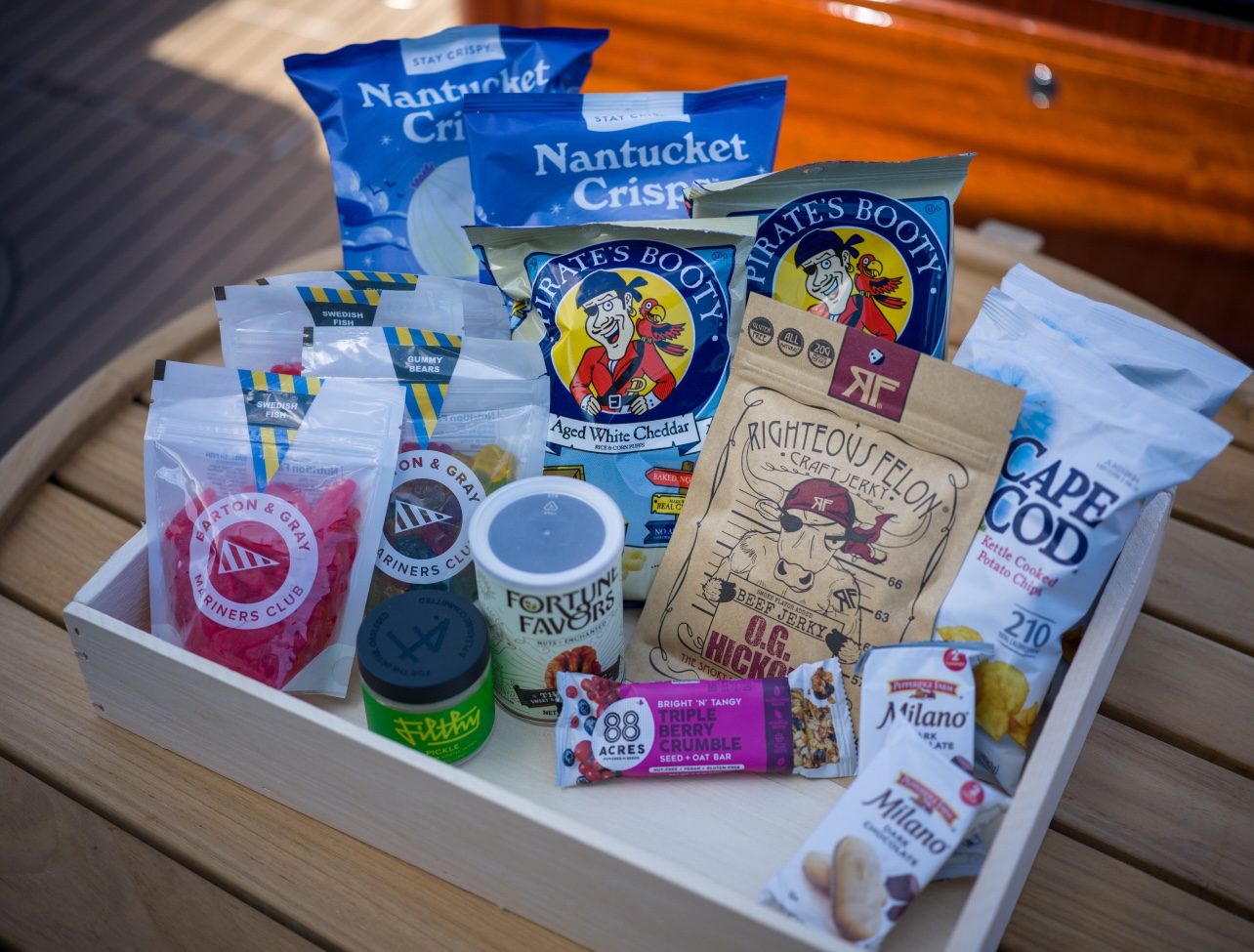 Pirates Booty and other assorted snacks onboard