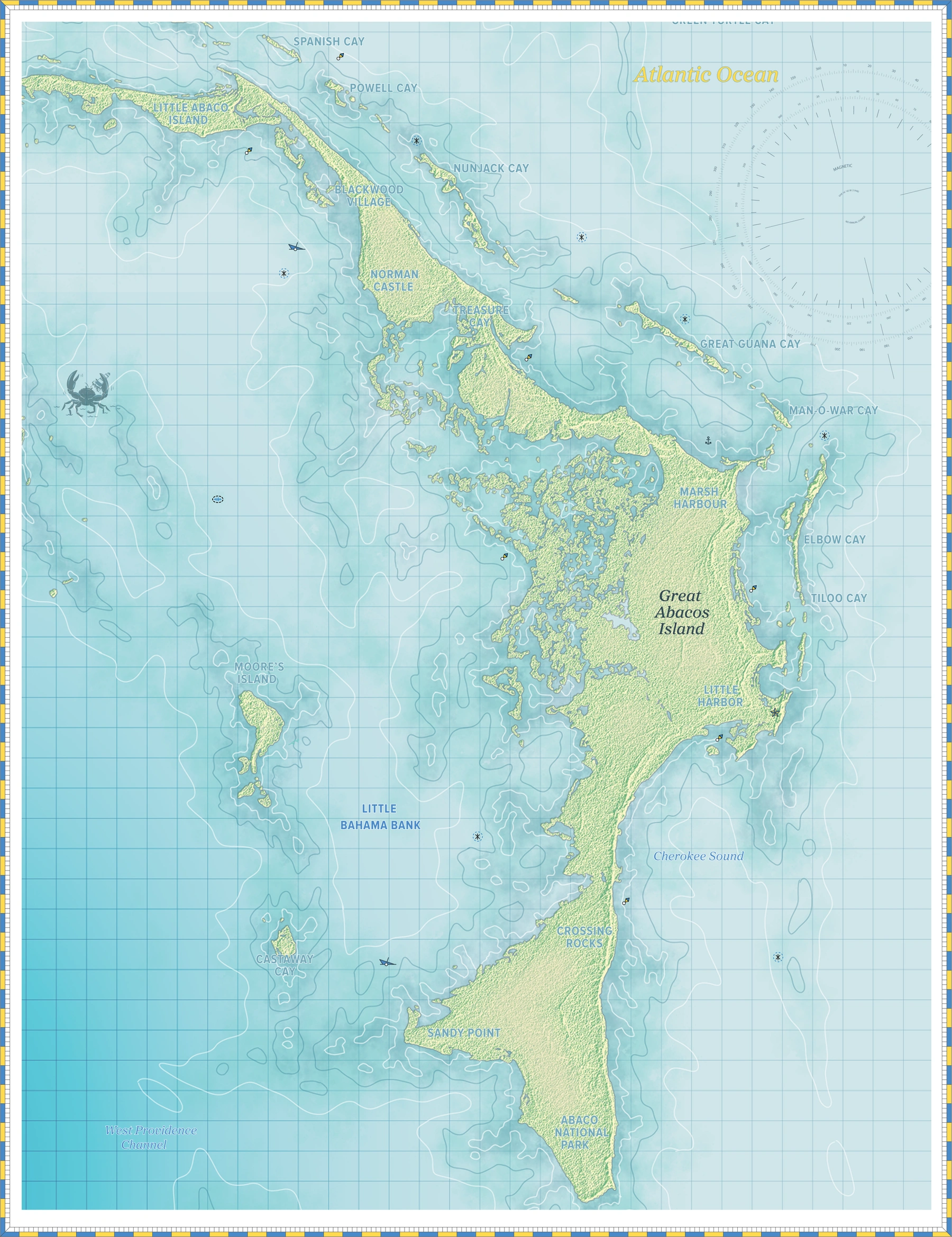 The Abacos, Bahamas Harbor Chart