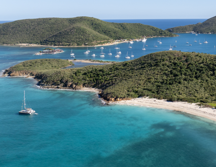 Overhead shot of Andromeda along the Abacos coastline